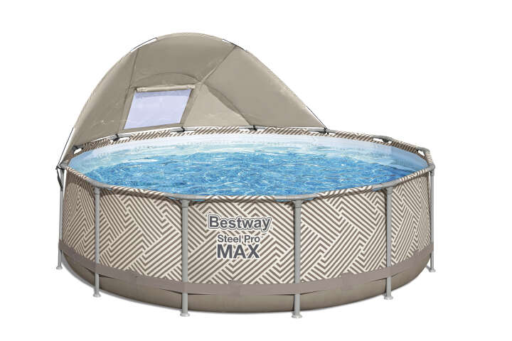 Bestway Komplett Set Pro MAX™ Frame Pool Op Art-Design rund 396 x 107 cm